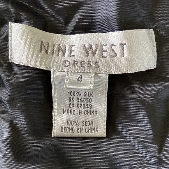 Nine West Black Turquoise PolkaDot Silk Dress Sz 4 - Picture 9 of 12